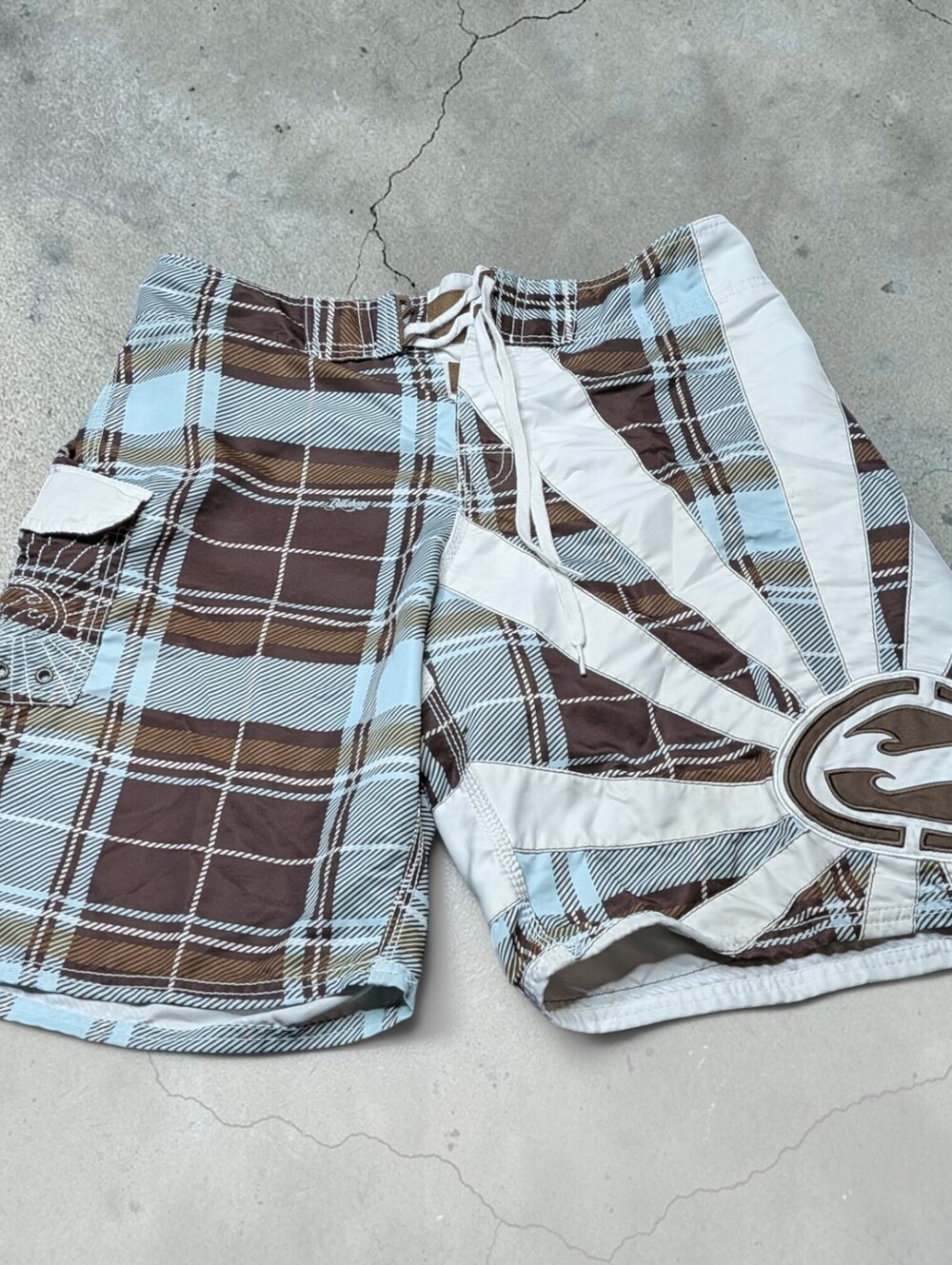 Vintage Billabong Andy Irons Rising Sun Boardshorts Size 34 Swim Shorts Brown